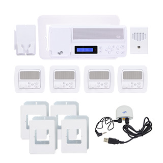 4-Room White Vertical Intercom Kit with Bluetooth