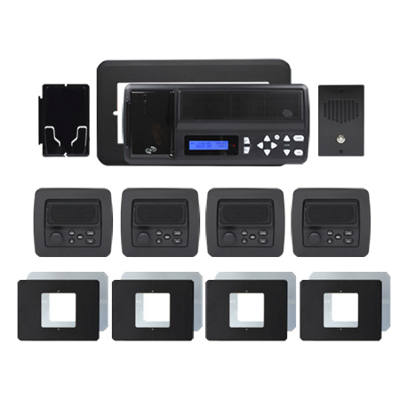IntraSonic RETRO-MH4PACB 4-Room Horizontal Intercom Kit Black W-Bluetooth
