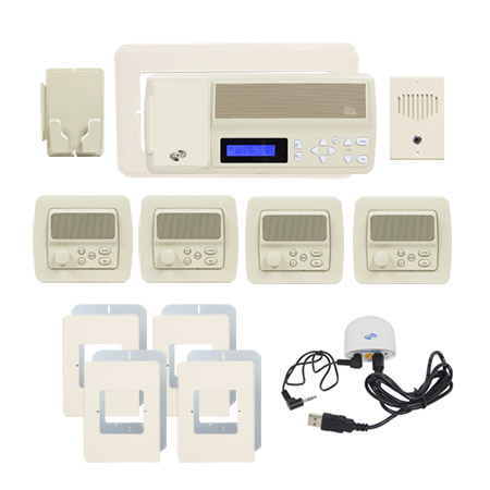 IntraSonic RETRO-MV4PACA 4-Room Almond Vertical Intercom Kit W-Bluetooth